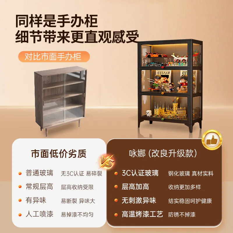 Yongna heightened figure display cabinet household glass door pain cabinet blind box transparent display cabinet model dust-proo
