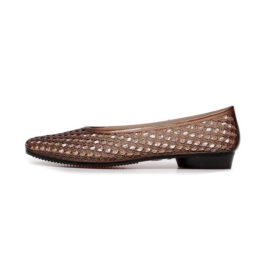 Französische Vintage Geflochtene Jelly-Sandalen für Damen, Spitze Transparente PVC-Ballerinas, Atmungsaktive Runde Zehenpartie, Lässige Alltagsschuhe – Detail 18