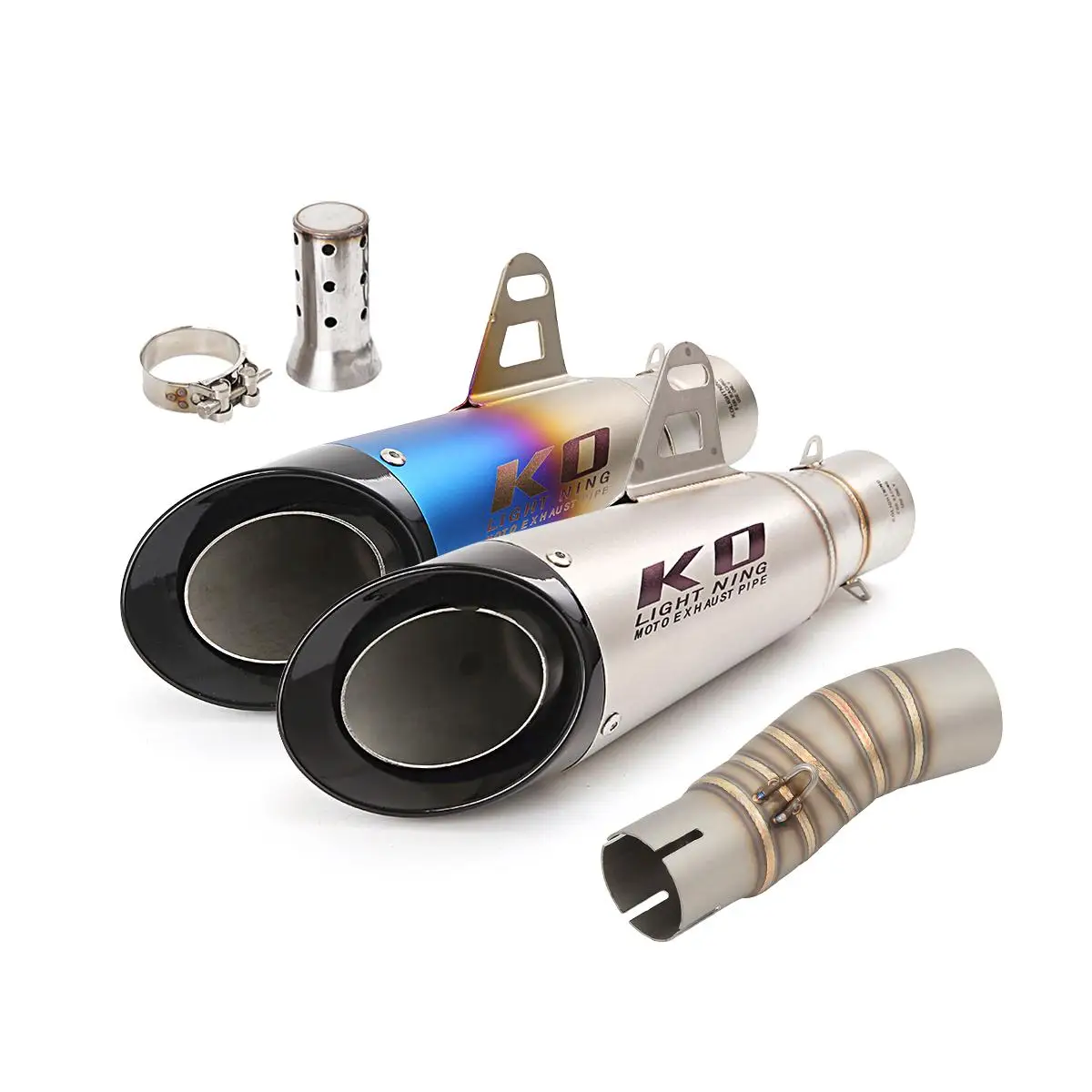 Motorcycle Exhaust Mid Link Pipe Connect 51mm Muffler Stainless Steel Escape Silencer For CFMOTO 450SR NK450 450NK 2022-2024