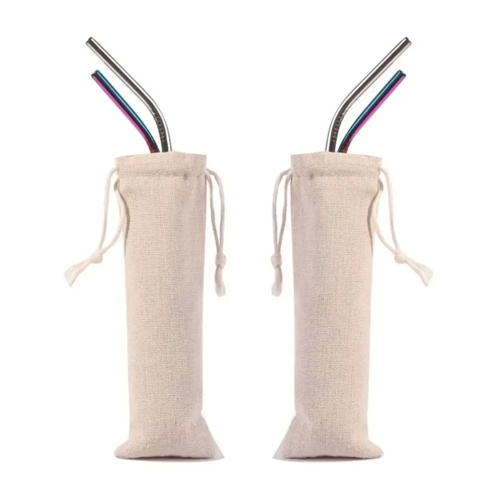Portable Cotton Linen Drawstring Pocket Dustproof Drawstring Pouch Cutlery Organizer Home