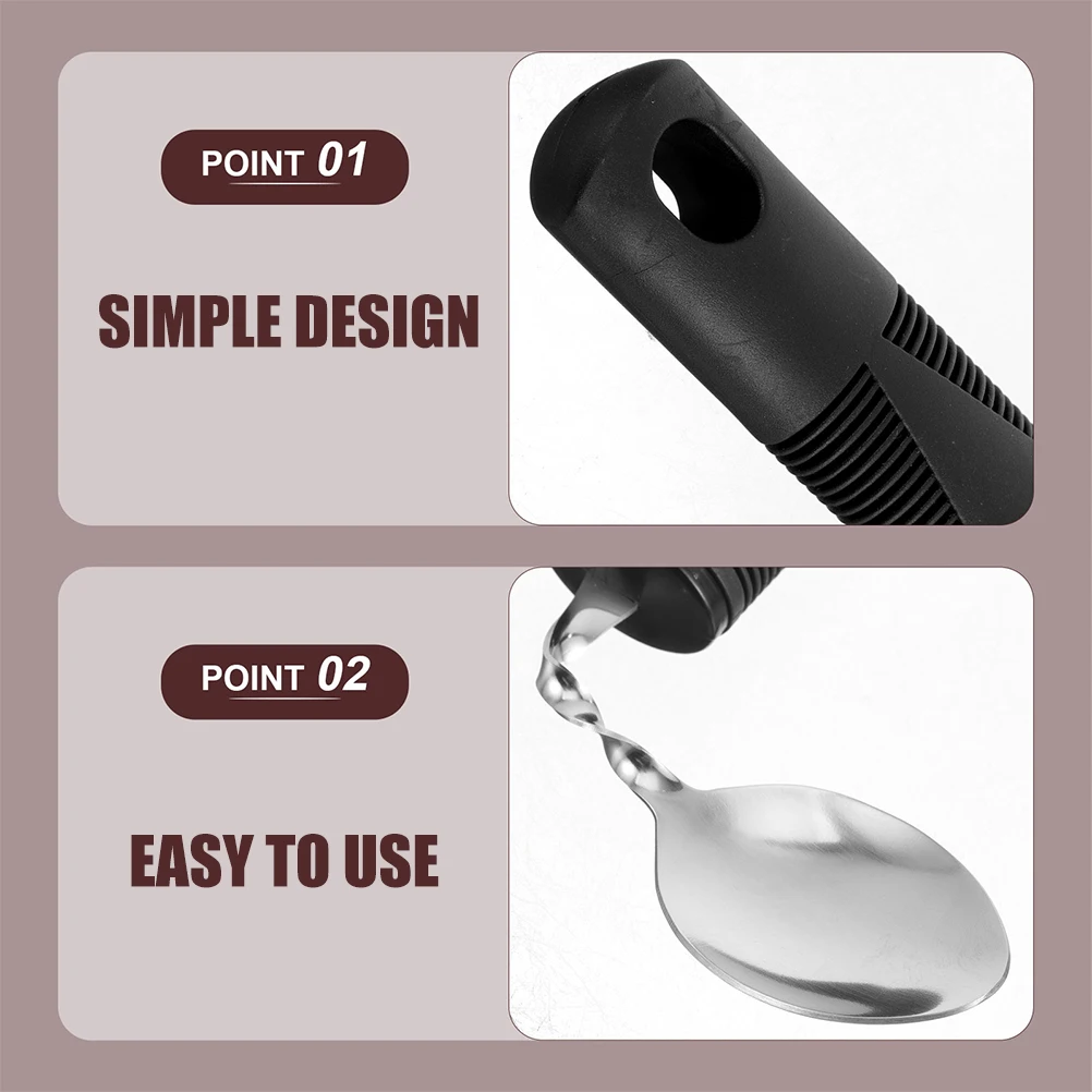 

6pcs Anti-shake Rubber Handle Utensils For Elderly Bend Any Angle Adaptive Utensils Elderly Disabled Weighted