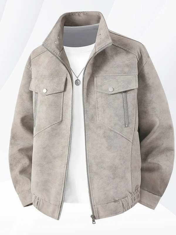 

Новинка 2025, мужская модная бархатная куртка из кожи оленя, повседневное пальто из искусственной кожи на молнии, большой размер, удобная весенне-осенняя верхняя одежда