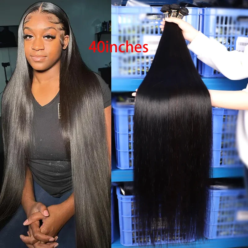 40Inch Straight Bundle Brazilian Hair Bundles Straight Human Hair Weave Bundles Virgin Hair Extensions Promotion Cheap Weave ﻿