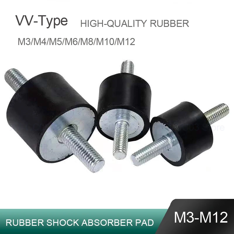 4Pcs VV Rubber Double Male Thread Anti Vibration Isolator Mounts Silentblock Car Boat Bobbins Rubber Mount M3-M12 Silentblock