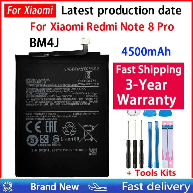 Schneller Versand 4500mAh BM4J Akku für Xiaomi Redmi Note 8 Pro Note8 Pro Original Ersatz-Handy-Akkus