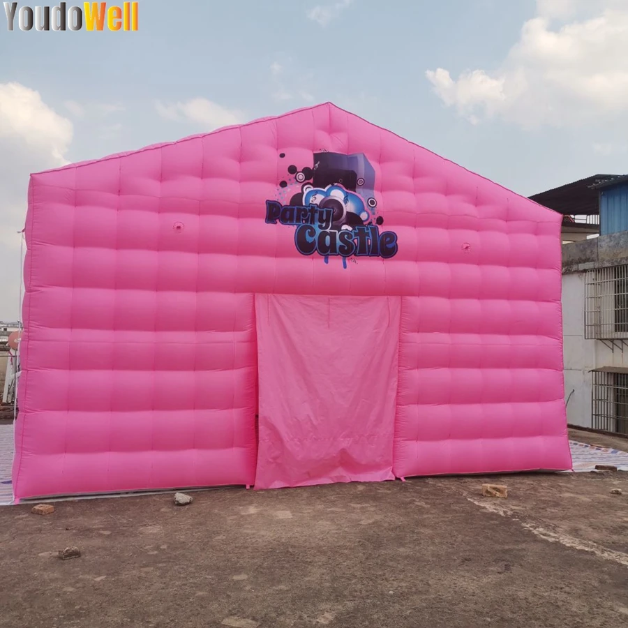 Pink Slope Inflatable Air Cube Tent For Outdoor Honey Housed Finished Printed Logo Exhibition Showroom For Party Events