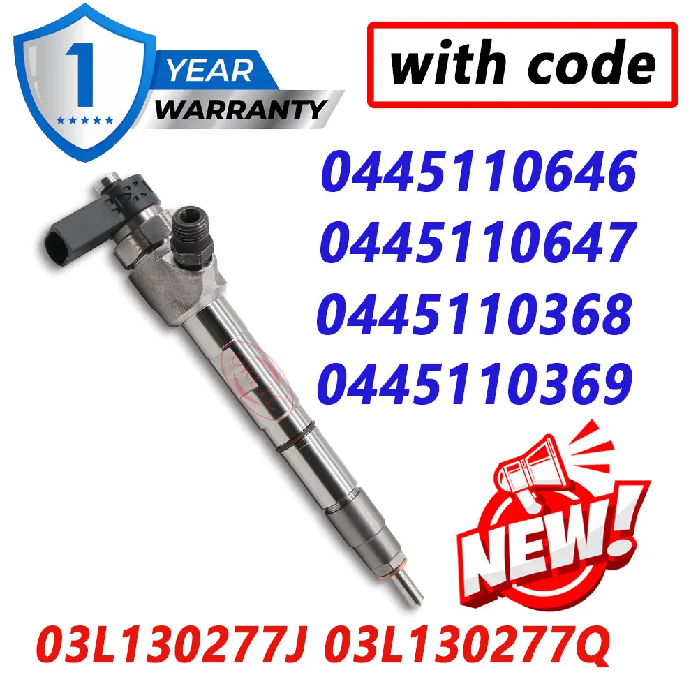 

New Diesel Fuel Injector 0445110646 0445110647 0445110368 0445110369 03L130277J for VW Amarok Audi 03L130277Q
