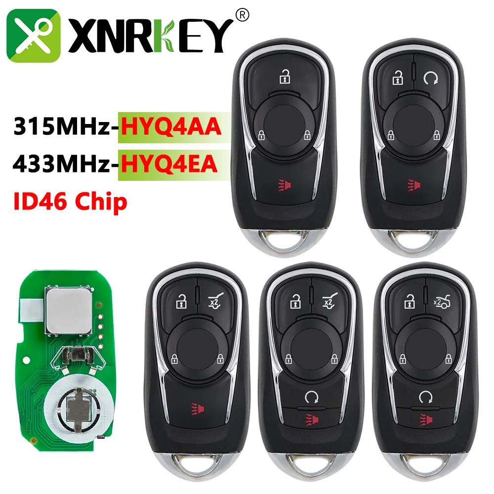 

XRNKEY 315MHz- HYQ4AA/433-HYQ4EA ID46 chip For Buick Envision LaCrosse 3/4/5Buttons Remote Smart Key Promixity