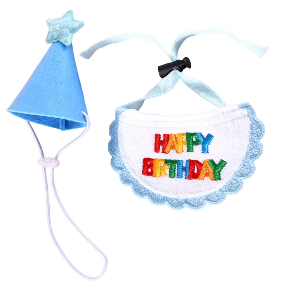 1Set Pet Birthday Bib Hat Decorative Dog Cat Party Costume Unique Photo Prop Birthday Party Supplies Cat Hat Dog Outfit