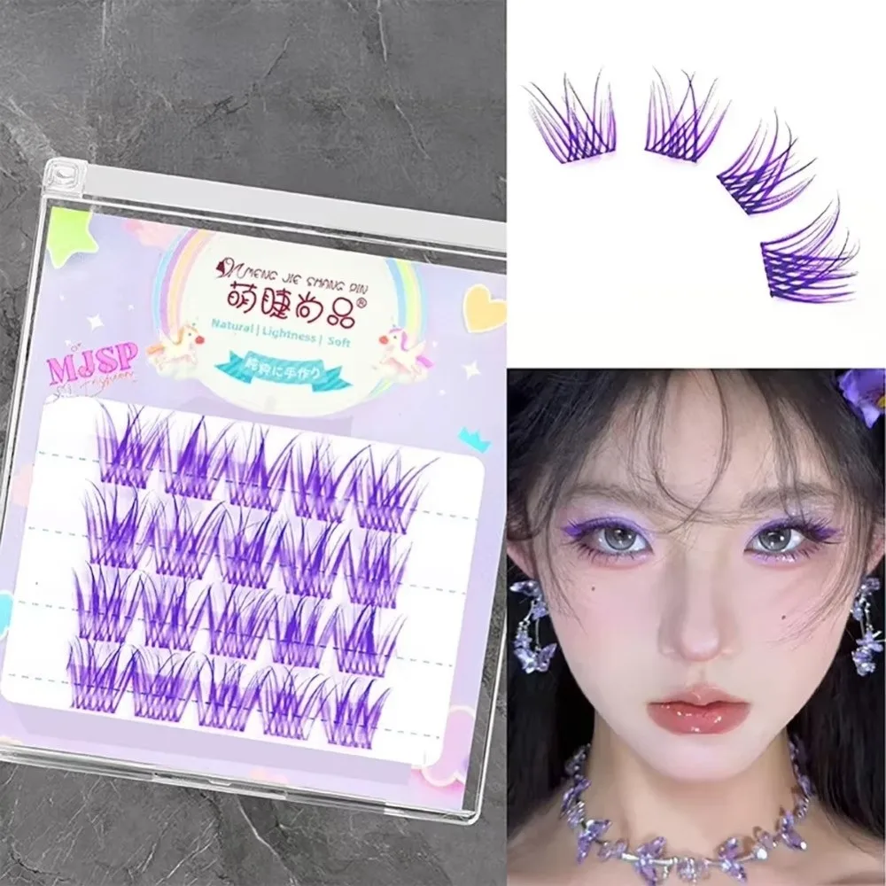 Colorful False Eyelashes Wispy Style Extension Clusters Eyelash Extensions Natural Look Purple Red Blue White Individual Lashes