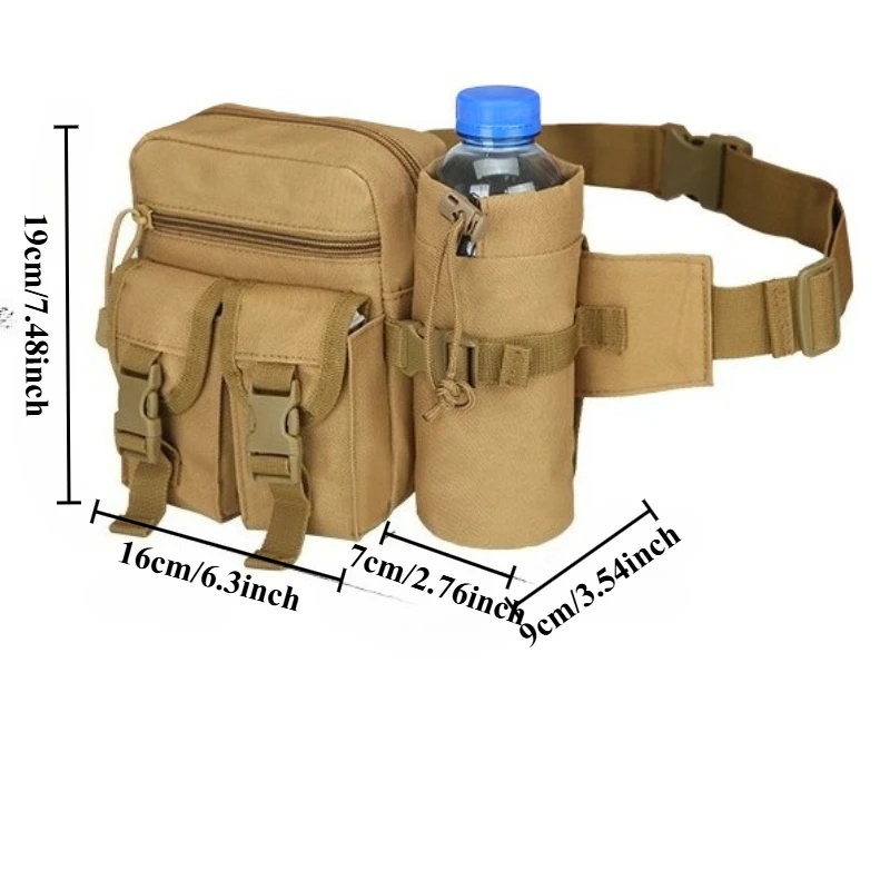 حقيبة خصر لصيد الأسماك - حقيبة خصر رياضية مقاومة للماء متعددة الوظائف للرجال، أكياس حبال زجاجات المياه، حقيبة أدوات الصيد في الهواء الطلق #2