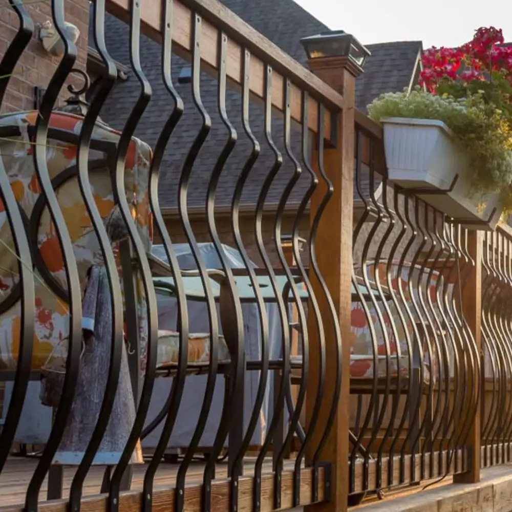 25-Pack 32.25 Metal Staircase Spindles with Screws, Wavy Design Outdoor Porch Railing