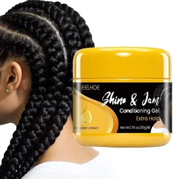 50G Haar Vlechten Gel Styling Controle Glad Langdurige Styling Vlechten Gel Temmen Kroezen Randen Haar Gel Twist Styling Wax