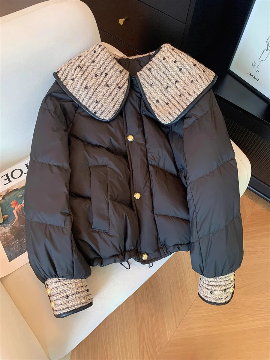 

Легкий тканый хлопковый тюнер Heavyweight Bla с большим воротником, женский модный теплый осенне-зимний длинный свек для поездок на работу