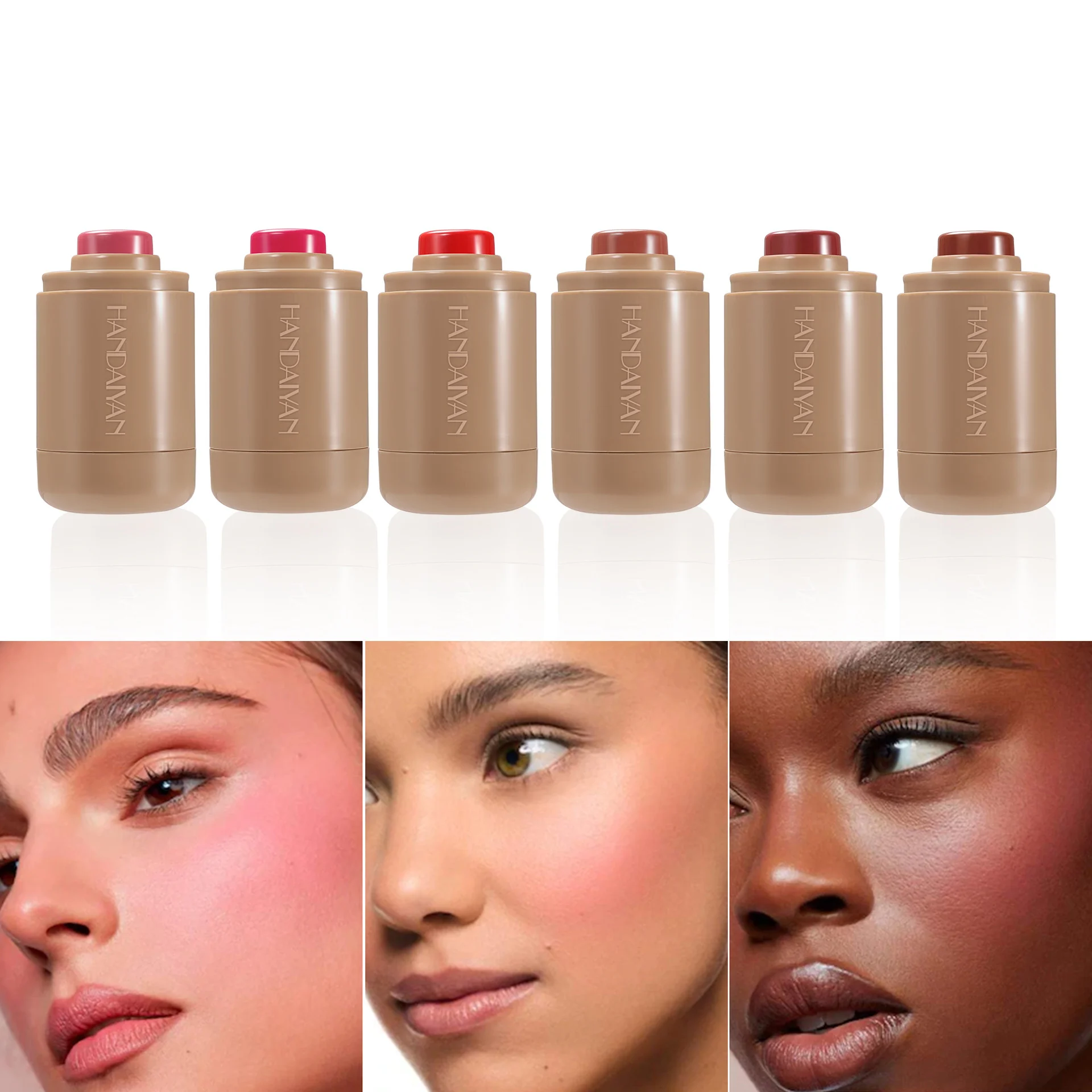 Tinta per il viso vegana a lunga durata ad alto pigmento Crema rossa Fard tascabile impermeabile Fard per guance Make up Blush Stick