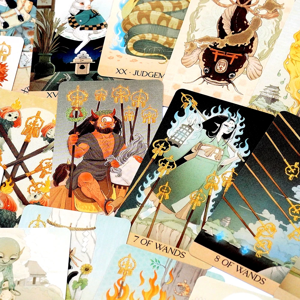 Talia Tarota Yokai 78 Kart Inspirowana Japońską Folkloreą Gra Planszowa dla Początkujących Karty Wyroczni Piękne Ilustracje