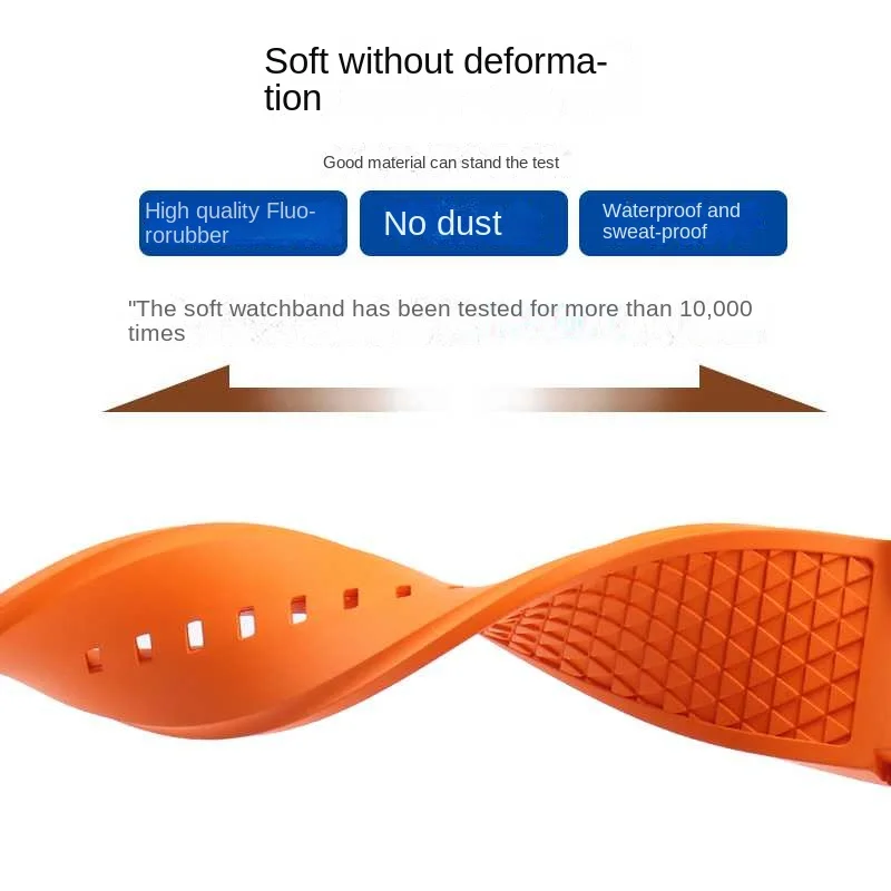 FKM tali jam tangan Fluorine karet untuk Tissot 1853 Starfish Diving Omega Seamaster 300 gelang jam Universal ujung melengkung 20 22m