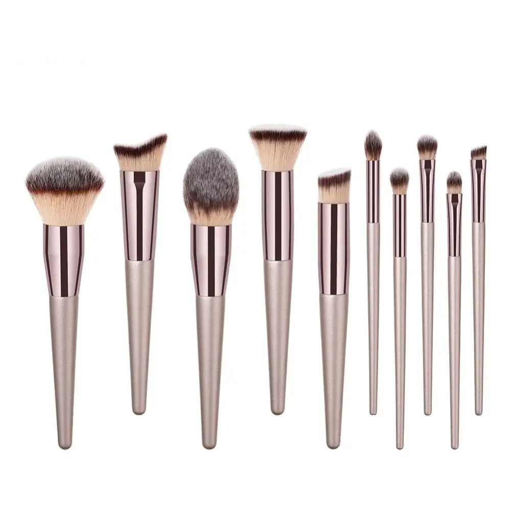 1Pc Champagne Gold Handle Eyebrow Foundation Powder Flame Makeup Brush Portable кисти для макияжа