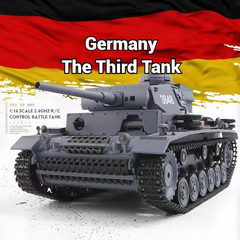 2.4G Heng Long 1/16 TK7.0 RTR RC Model czołgu Plastikowy niemiecki czołg zdalnie sterowany Panzer III L 3848