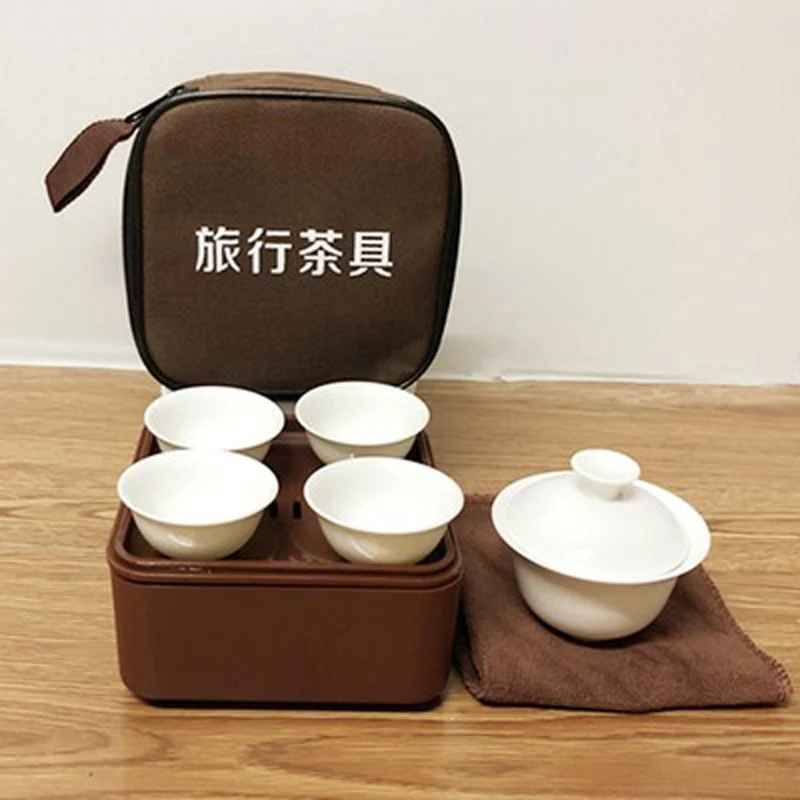 Travel Kung Fu Tea Set, Outdoor Car Quick Cup, Gaiwan, Mini Carrying Bag, Filter Tea Cup