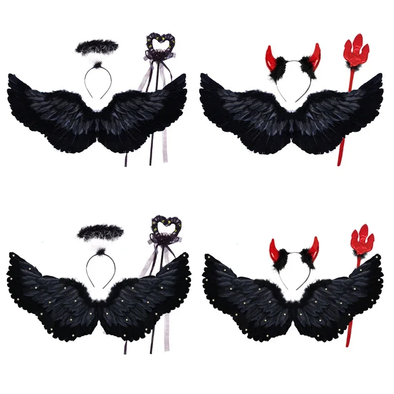 Red Black Angel Wing Devil Fancy Dress Fairy Feather Star Hen Party  Large Wedding  Christmas Easter  Halloween Costume Cosplay