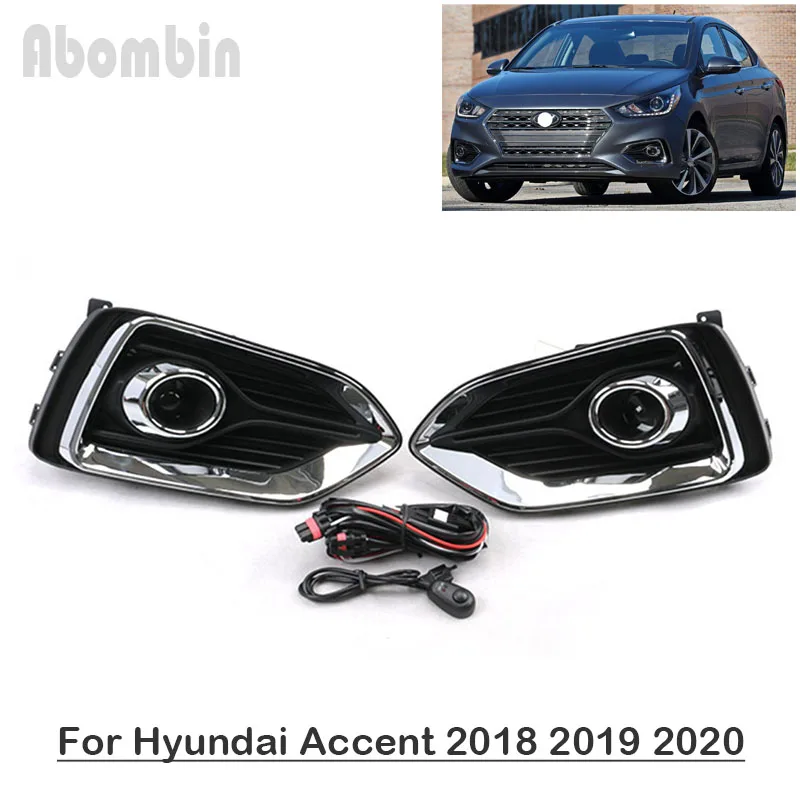 

Front Bumper Lamp Daytime Running Fog Light Assy With Wiring Harness Kit For Hyundai Accent 2018 2019 2020