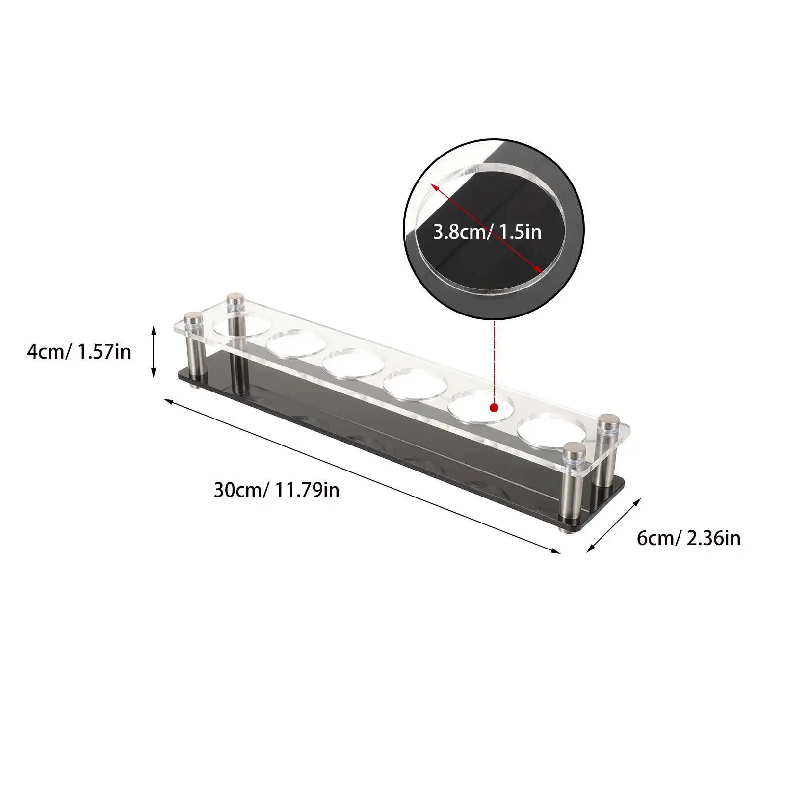 2Pcs Acrylic Shot Glass Serving Tray Holder 6 Hole Rack Glass Organizer Display Stand for Bar Party Ktv Family Gathering
