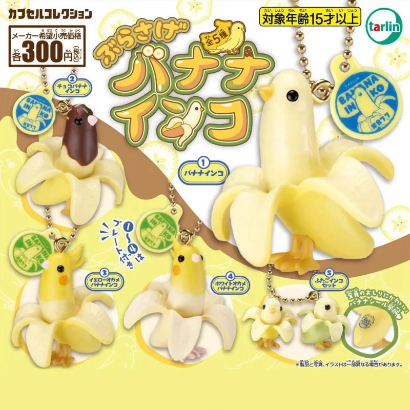 Tarlin oryginalny Gashapon Kawaii śliczny Anime banan ptak brelok papuga figura Gachapon kapsułka zabawki lalki miniaturowe przedmioty prezent