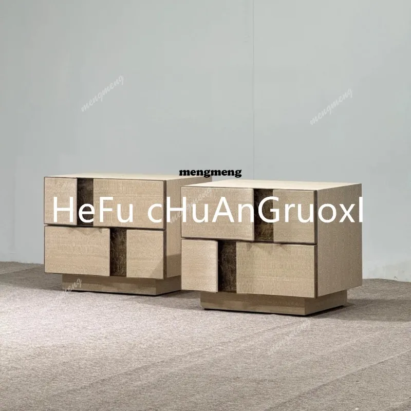 

Solid wood bedside table Designer bedroom locker Custom retro tree tumor bark storage cabinet