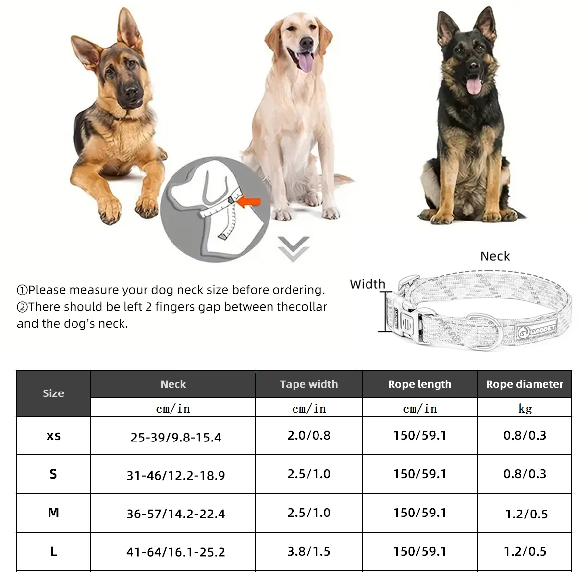 Leinen- und Halsband-Set für kleine, mittelgroße und große Hunde, Haustier, französische Bulldogge, Chihuahua, Mops, Outdoor-Walking, Leinenhalsband, Leinenzubehör – Detail 6