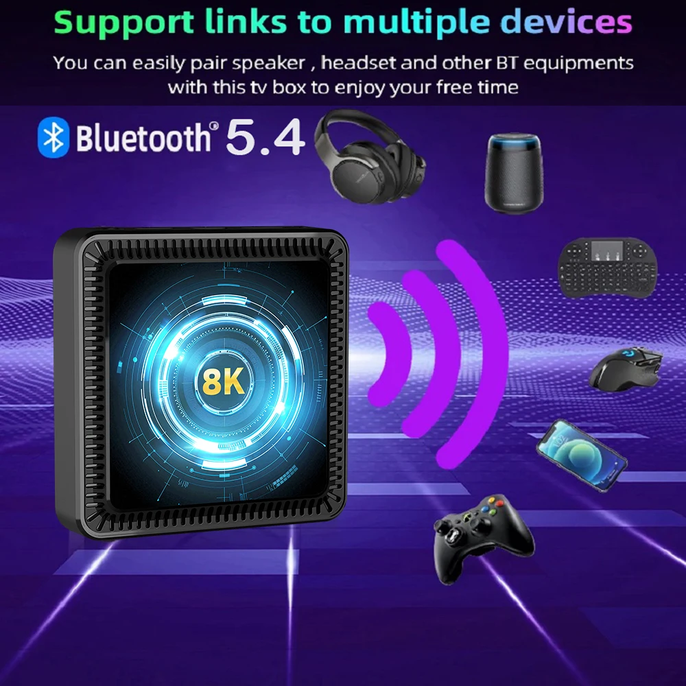 YOZHIXU Sehr schnelle Q19 Smart TV Box Android 14 8 GB 128 GB Streaming Media Player H618 5G Wifi BT5.4 Wifi6 Google Voice Set Top Box