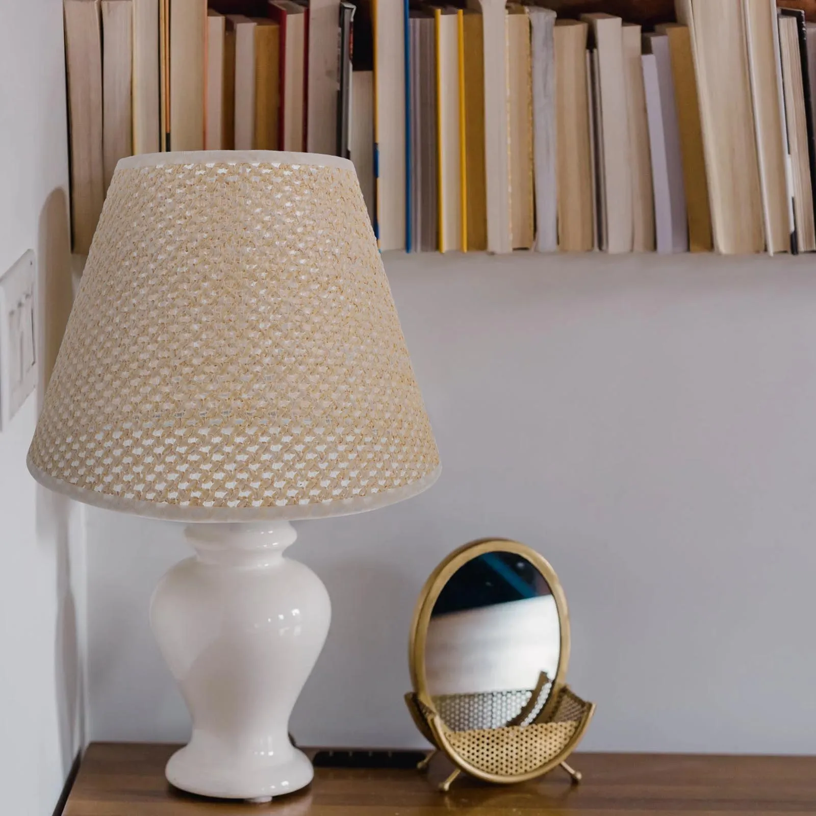 

Rattan Lampshade E27 Vintage Beige Golden Desk Lamp Cover Light Fixture Home Decor PE Eco Friendly Easy Install