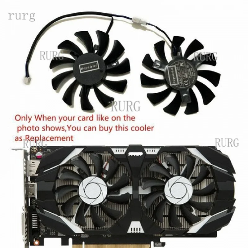 L  Cooler  Fan For MSI GTX 1050 GTX1050 GTX1050Ti  DUAL 75MM 2Pin HA8010H12F-Z