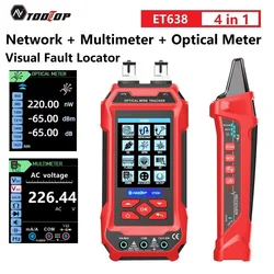 TOOLTOP Multifunctional Network Cable Tester 60000 Counts Multimeter Optical Power Meter 10W Vistal Fault Locator 4 in 1