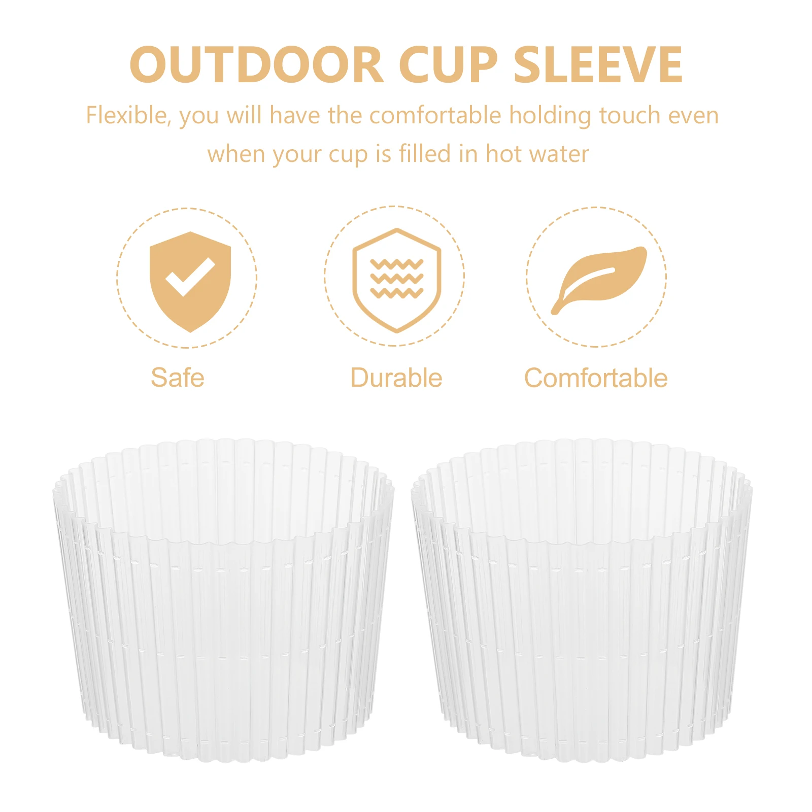 

100pcs Transparent Cup Sleeves Protective Insulated Covers for Coffee Tea Bottles Hot Cold Outdoor Use Plastic