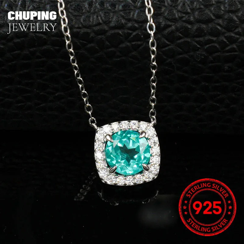 

Ювелирное изделие Chu Ping: Колье из серебра 925 пробы с выращенным в лаборатории круглым камнем Параиба 6,5 мм (2 карата) для классических вечеринок, подчеркивающее индивидуальный вкус