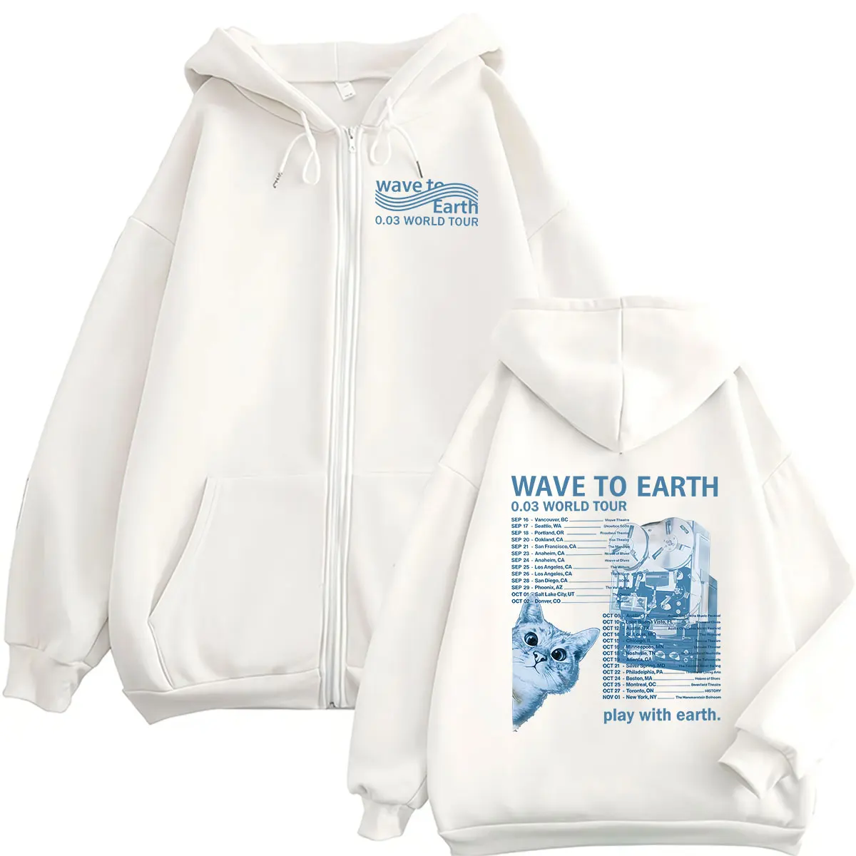 Wave To Earth Cat 0.03 World Tour 2026 Zipper Hoodie Men's Women Kpop Fashion Long Sleeve Oversized Jacket Sweatshirt Streetwear