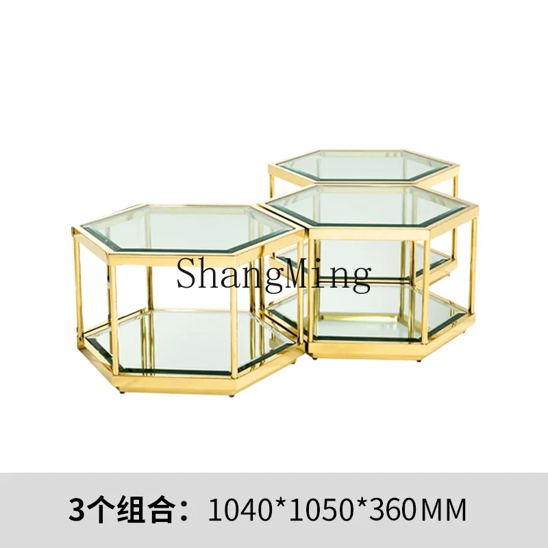 

CLcelebrity creative stainless steel edge table modern light luxury coffee table hollow small apartment geometric Internet