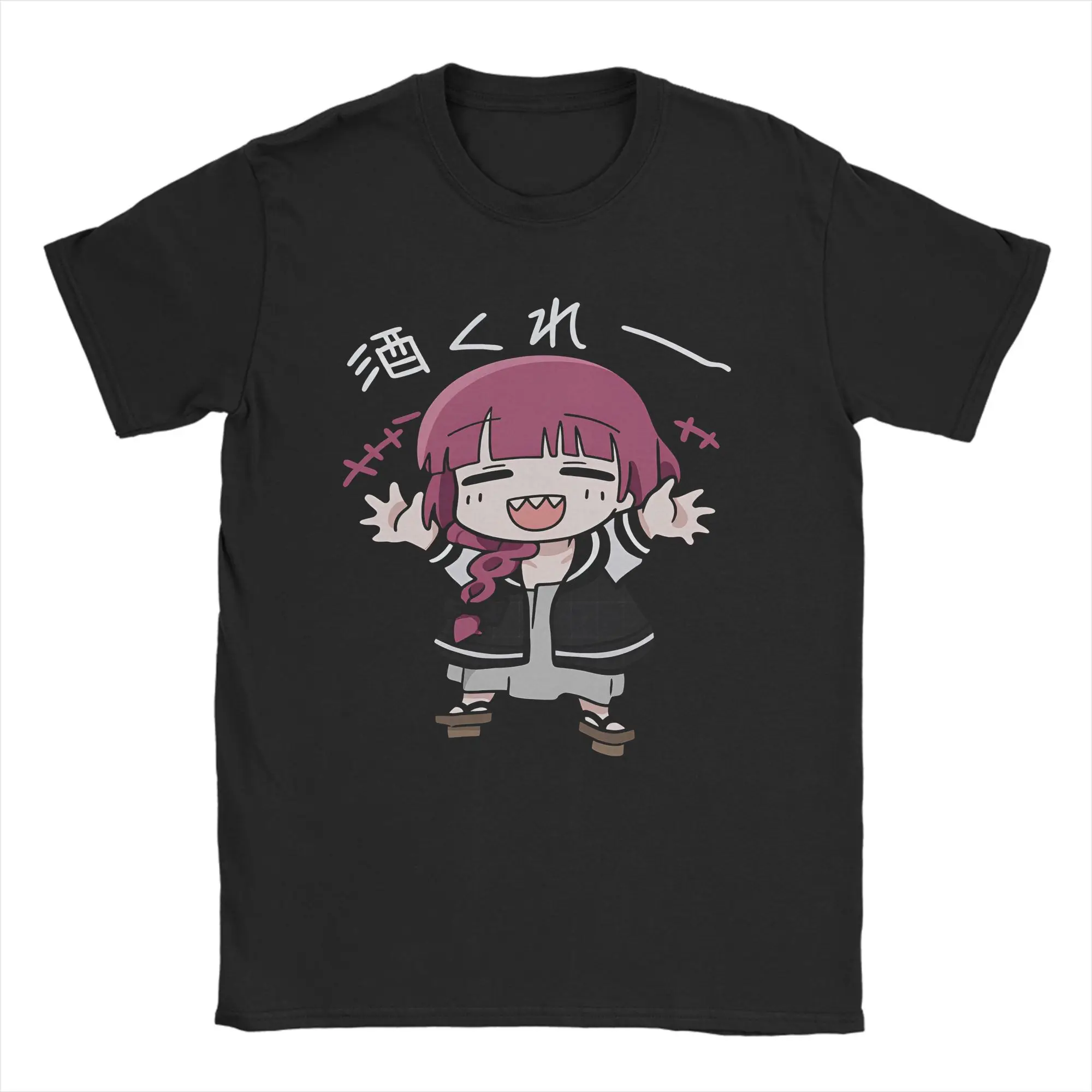 Men's T-Shirts Anime Bocchi The Rock Kikuri Hiroi Chibi Vintage Cotton Tees Short Sleeve  T Shirts O Neck Clothing Summer