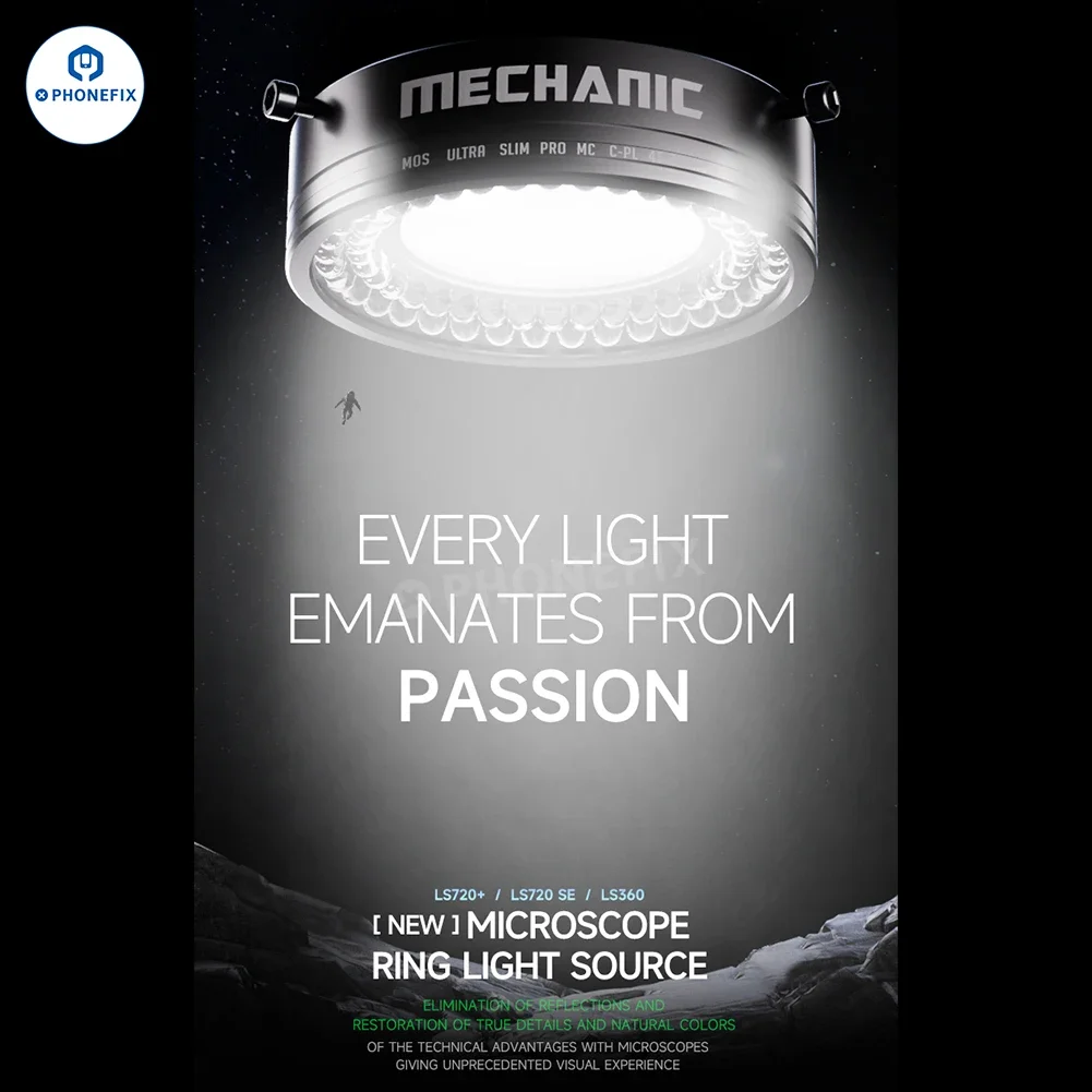 Mechanic LS720 Plus Microscope Ring Light Polarized 72 LED Ring Lamp Adjustable Anti Glare Eliminates Reflection Illuminator