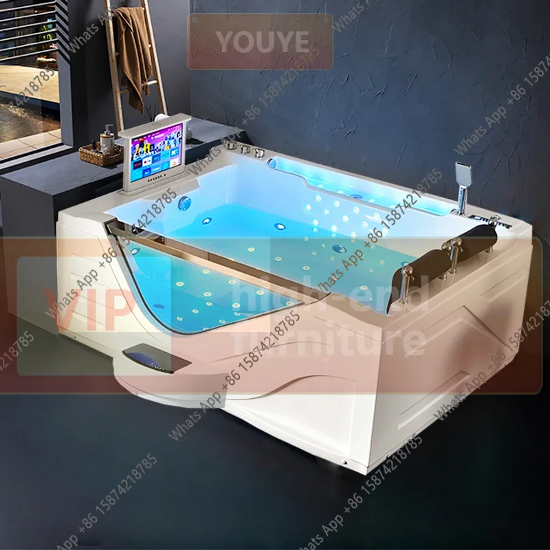 QA Double Surf Bath Family Luxury Massage Thermostat Heating Smart Couple Acrylic Bath with Pedals Home