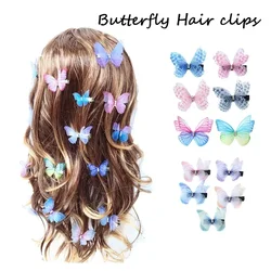 Mixed 3D Tulle Double Layers Chiffon Fabric  Butterfly Hair Clips  Decoration Party Decor Sewing Crafts