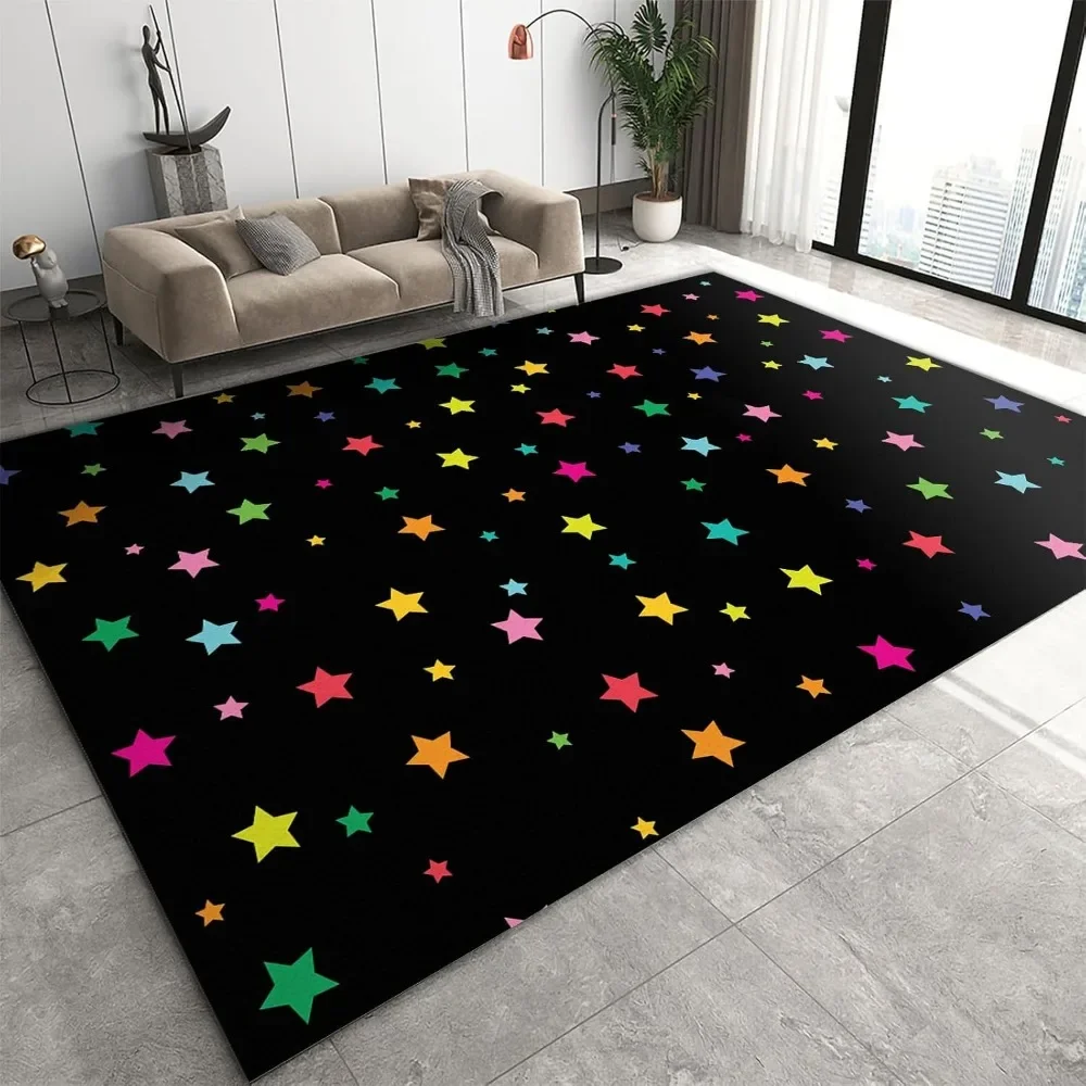 

Colorful Stellar Particle Tunnel Large Area Rug, Triangle Star Geometry Classroom Rug with Carpet Tape for Bedroom Men Home Room