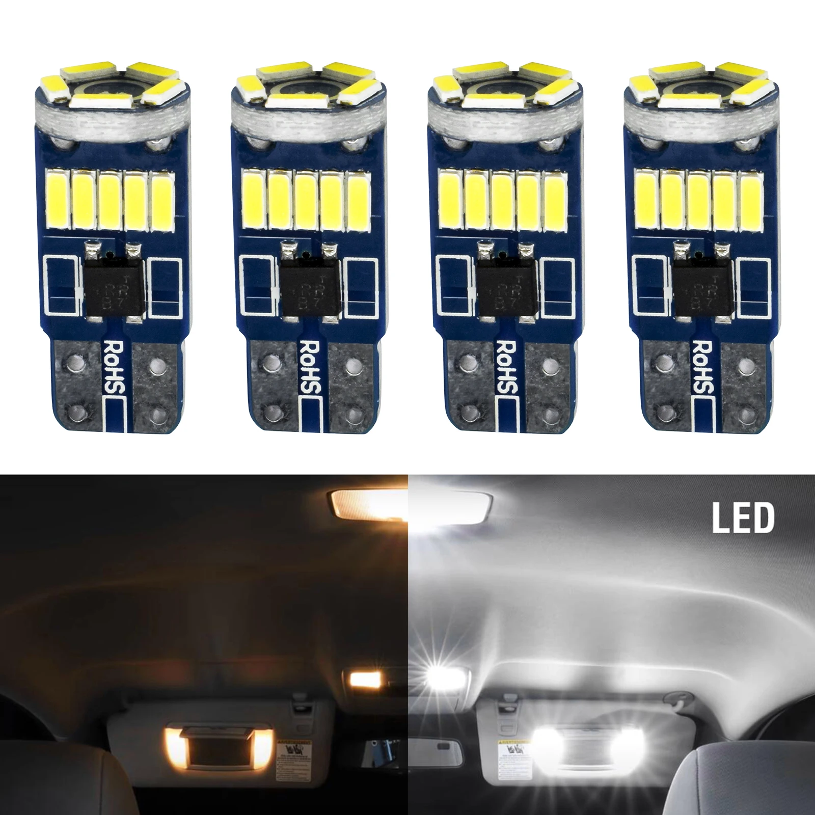 

4Pcs T10 W5W Car LED Bulb Canbus No Error Auto Interior Lamp for Toyota Avensis CHR Hilux Peugeot 207 3008 307 508 206 Seat Leon