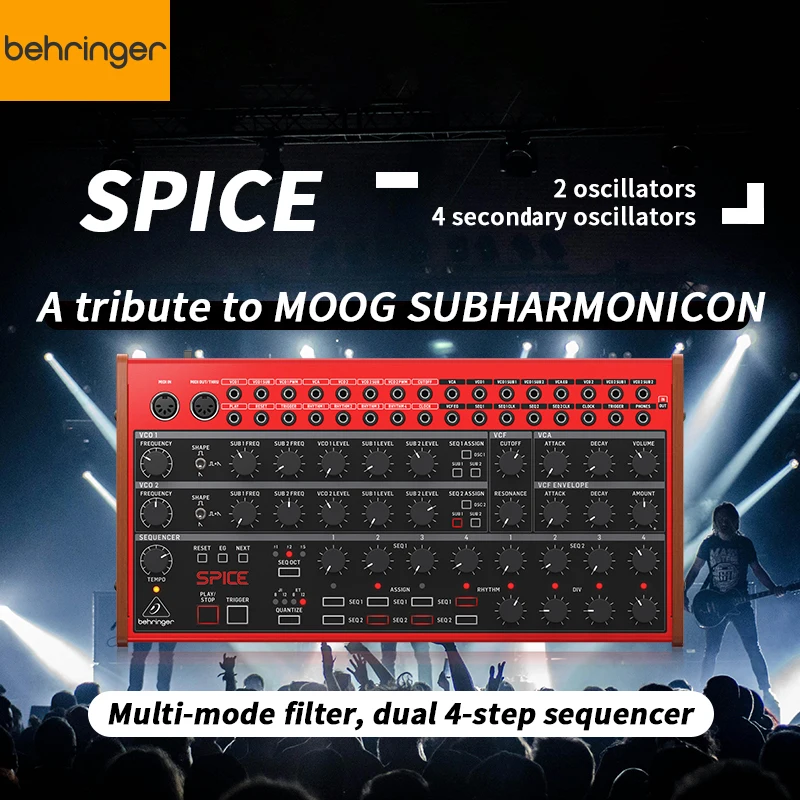 BEHRINGER SPICE, um sintetizador simulador de multi-rítimos, subharmonicon estilo Moog