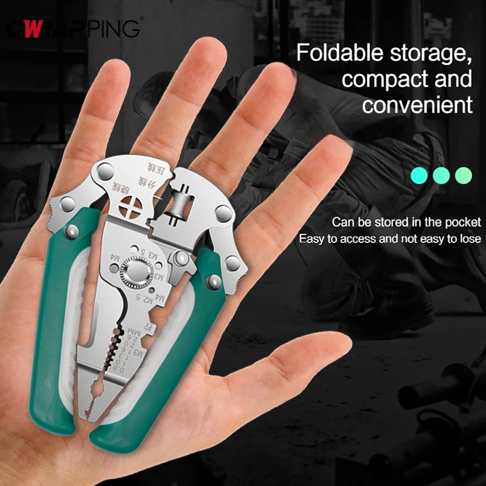Pelacables plegable con diseño de polea 16 en 1, divisor de cables multifunción para electricista, alicates para bobinado de cables, alicates de prensado, herramienta de mano