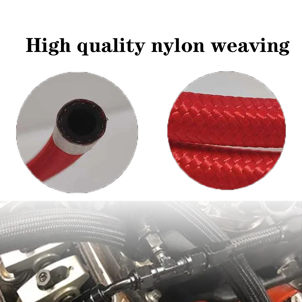 AN4~AN20 Red Fuel Hose Oil Gas Cooler Hose Line Pipe Tube Nylon Stainless Steel Braided Inside CPE Rubber