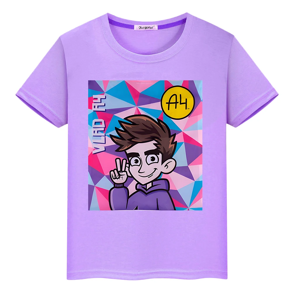 Влад Бумага А4 boy girl Summer 100%Cotton Short T-shirt y2k one piece Kawaii Merch A4 Lamba Tops Anime Tees kids clothes