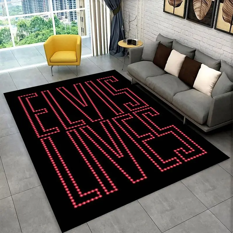 Retro The King E-Elvis Presley Non-Slip Area Rug for Living Room,Bedroom,Playroom,Soft Carpet Floor Mat Home Decor Rug  Room