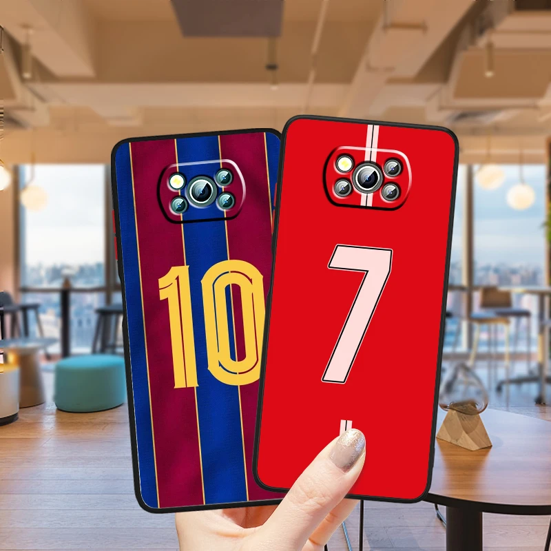 Football Stars No.10 7 Logo Frosted Translucent For Xiaomi Mi Poco X5 X4 X3 M6 M5S M5 M4 M3 F5 F4 F3 GT Pro 5G Funda Phone Case